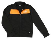 Černo-neonově oranžová propínací sportovní mikina s logem Puma