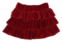 Červená sametová vrstvená sukně C&A