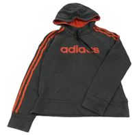 Antracitovo-černá mikina s logem a kapucí Adidas