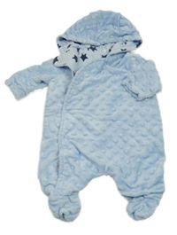 Světlemodrá minky podšitá kombinéza s kapucí Tu