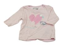 Bílo-růžové pruhované triko se srdcem Ergee