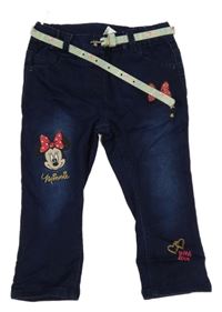 Tmavomodré teplákové rifle s Minnie a páskem C&A