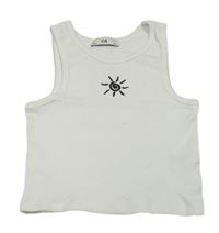 Bílý žebrovaný crop top se sluncem C&A