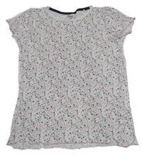 Bílo-šedo-růžové květované tričko Yigga