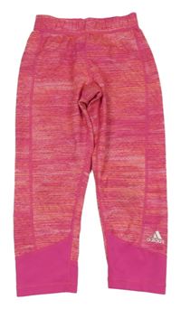 Růžové melírované sportovní crop legíny s logem Adidas