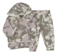 2set - Šedo-lila-bílá batikovaná mikina s kapucí + tepláky Primark