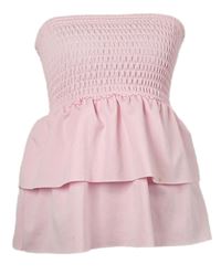 Dámský růžový žebrovaný top s volánky Silk