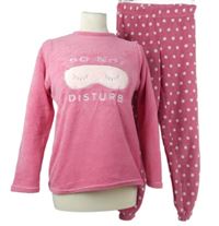 Dámské růžové plyšové pyžamo s nápisem 