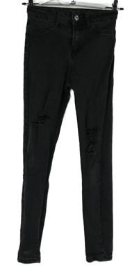 Dámské černé skinny rifle s dírami Shein 