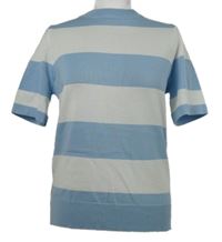 Dámské bílo-světlemodré pruhované pletené tričko 