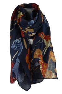 Dámský tmavomodrý květovaný šátek 