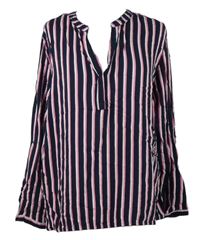 Dámská tmavomodro-růžovo-bílá pruhovaná halenka Janina 