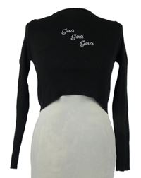 Dámský černý žebrovaný crop top s nápisy Boohoo 