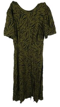 Dámské khaki-černé vzorované midi šaty New Look 