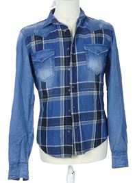 Pánská modrá kostkovaná slim fit košile Zara 