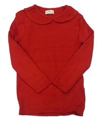 Červený žebrovaný svetr s límečkem F&F