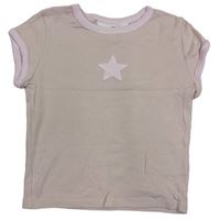 Světlerůžové žebrované crop tričko s hvězdičkou zn. H&M