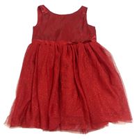 Červené saténovo/tylové šaty H&M