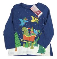 Tmavomodré triko s dinosaury zn. Tu