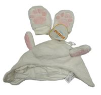 Nové- 2set- bílá chlupatá čepice s oušky+ rukavice Debenhams