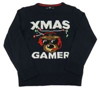 Tmavomodrý lehký svetr se sobem C&A