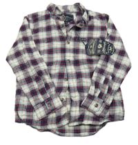 Nové - Bílo-tmavomodro-červená kostkovaná flanelová košile 