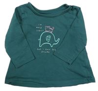 Tmavozelené triko se slonem a kočkou George