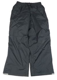 Tmavošedé šusťákové podšité kalhoty 