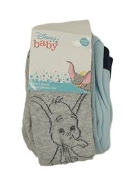 Nové - 2x punčocháče - šedé s Dumbem+ modré pruhované Disney