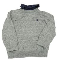 Šedý melírovaný svetr s límečkem Next