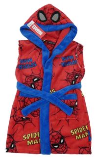 Nové - červeno-modrý chlupatý župan se Spidermanem s kapucí Primark