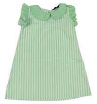 Zeleno-bílé pruhované šaty s límečkem