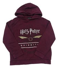 Vínová mikina s potiskem a kapucí - Harry Potter zn. Primark