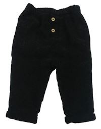 Černé manšestráky s knoflíky Tu