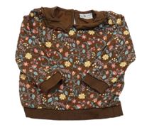 Hnědo-barevná květovaná mikina s límečkem