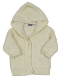 Smetanový propínací podšitý svetr s kapucí Lupilu