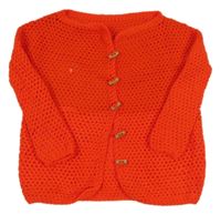 Červený háčkovaný svetr 