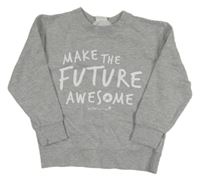 Šedá mikina s nápisem 