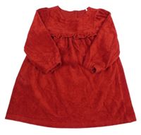 Červené sametové žebrované šaty s volánkem George