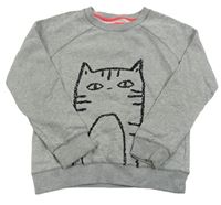 Šedá melírovaná mikina s kočičkou z flitrů Johnnie b