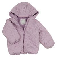 Lila šusťáková prošívaná zateplená bunda s kapucí Matalan