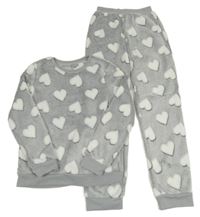 Šedé plyšové pyžamo se srdíčky Originals