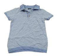 Světlemodré melírované pletené polo tričko Next