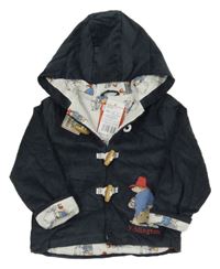 Nové - Tmavošedá manšestrová zateplená bunda s Paddingtonem a kapucí 