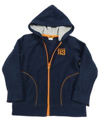 Tmavomodrá fleecová propínací mikina s číslem a kapucí Papagino