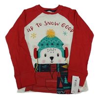 Nové - Červeno-bílé pyžamové triko s ledním medvědem Dunnes