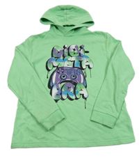 Zelená mikina s nápisem a kapucí H&M