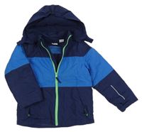 Tmavomodro-modrá šusťáková zateplená bunda s kapucí Lily & Dan