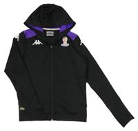 Černo-fialová sportovní propínací mikina s kapucí Kappa