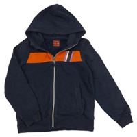 Tmavomodro-oranžová propínací mikina s kapucí TCM